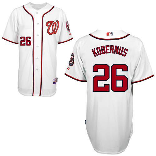 Jeff Kobernus #26 Youth Baseball Jersey-Washington Nationals Authentic Home White Cool Base MLB Jersey